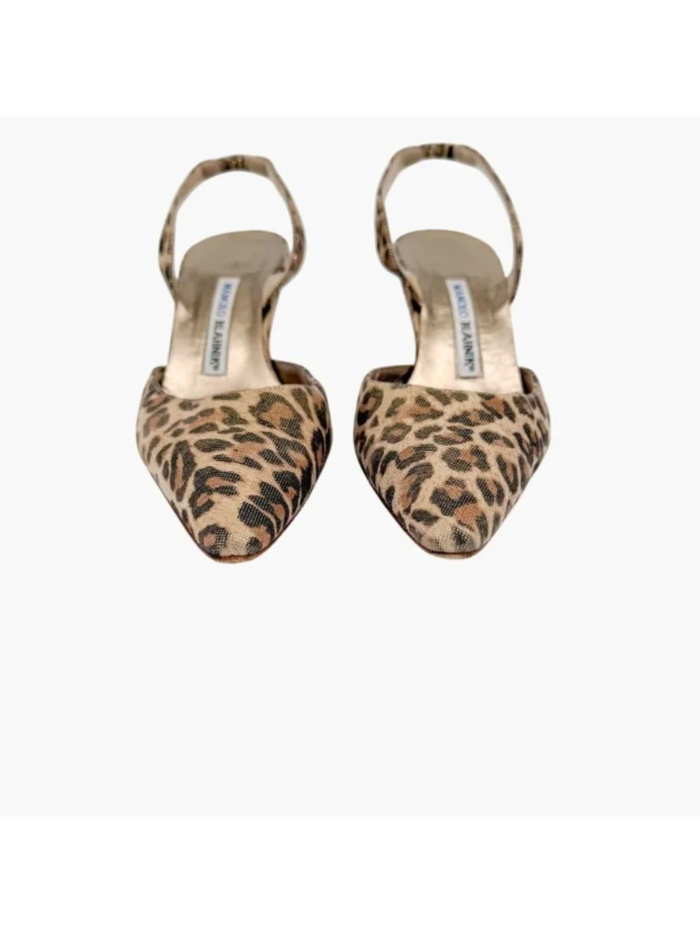 Manolo Blahnik Carolyn 70 Metallic Leopard Slingback Pumps Size 38.5 US 8.5